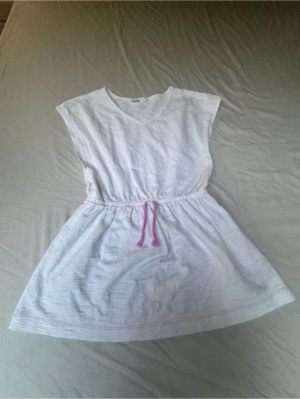 Girls' Kids White Drawstring Waist Summer Dress size Xxl